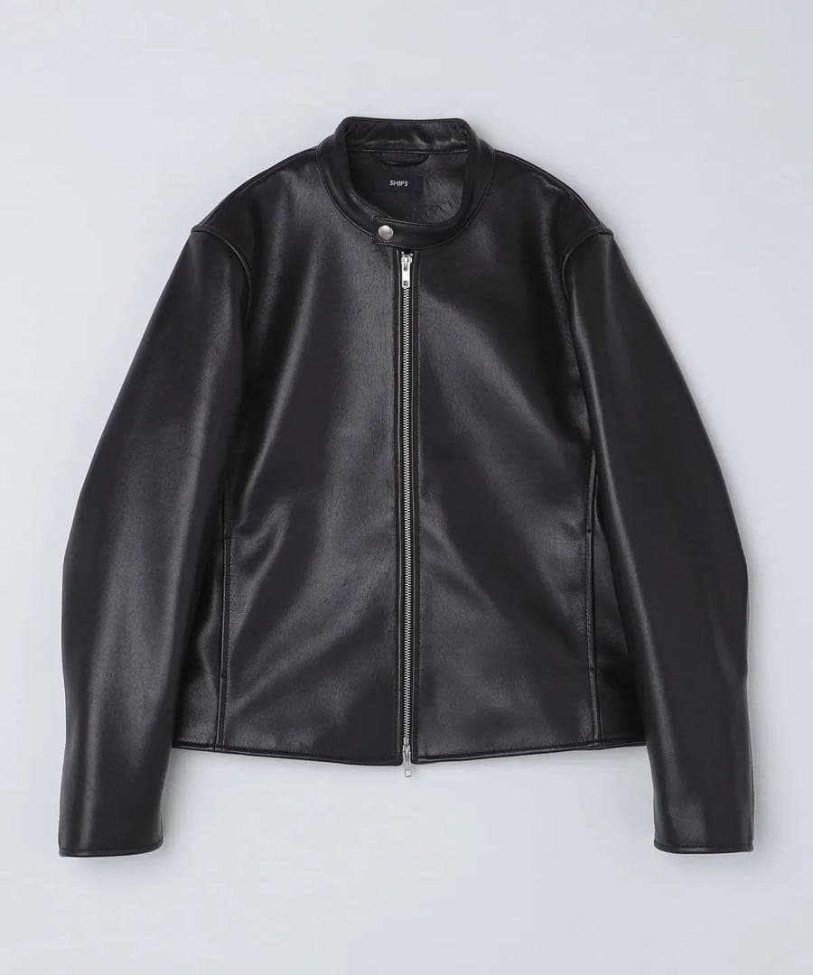 SHIPS ラムレザー シングル ライダース ジャケット