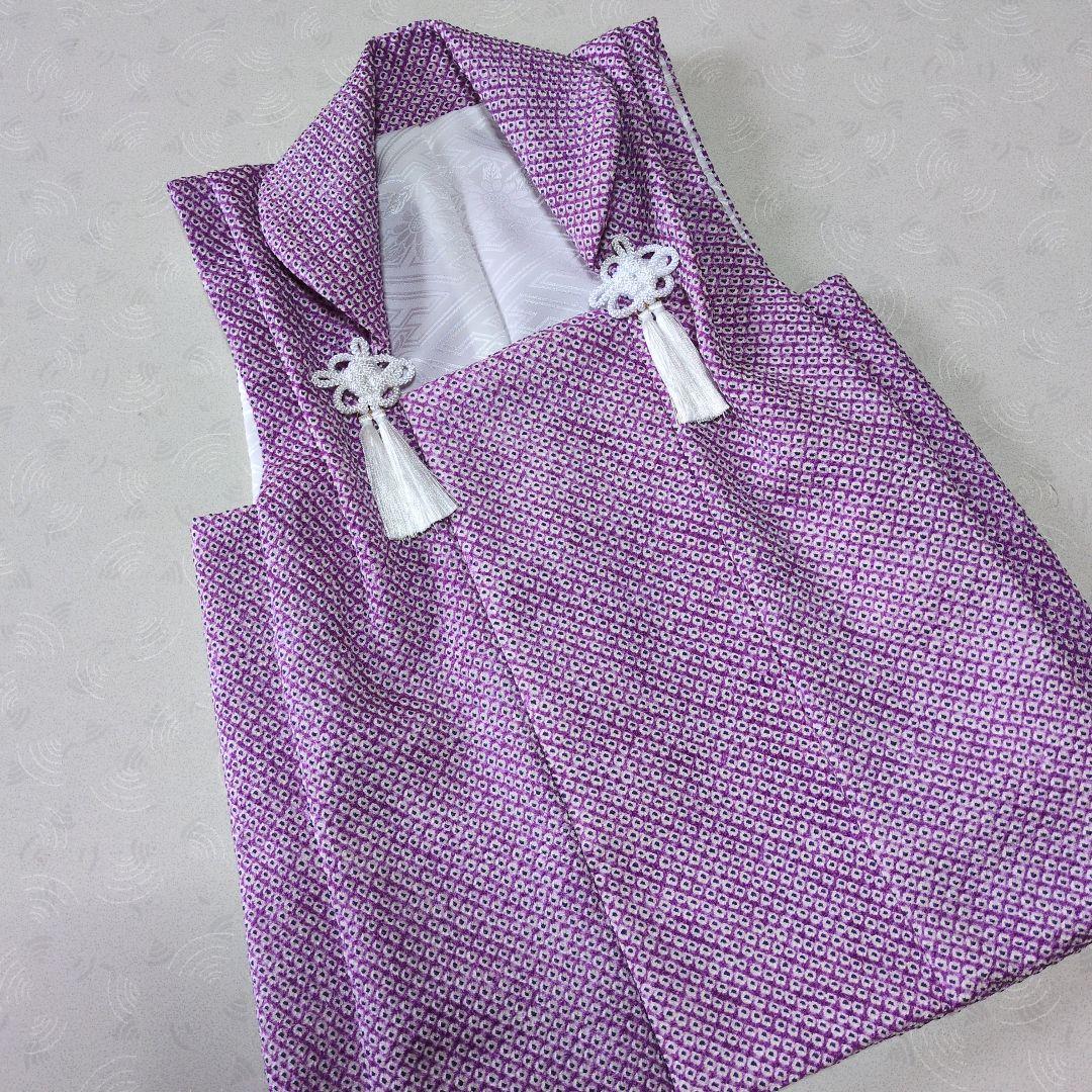 七五三３歳正絹総絞り手縫いの被布（藤色）