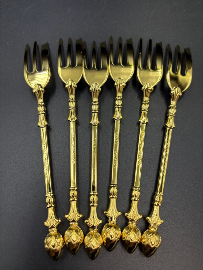 クリストフウィドマン銀器 フォーク&スプーン6本セット カトラリー 24金メッキ