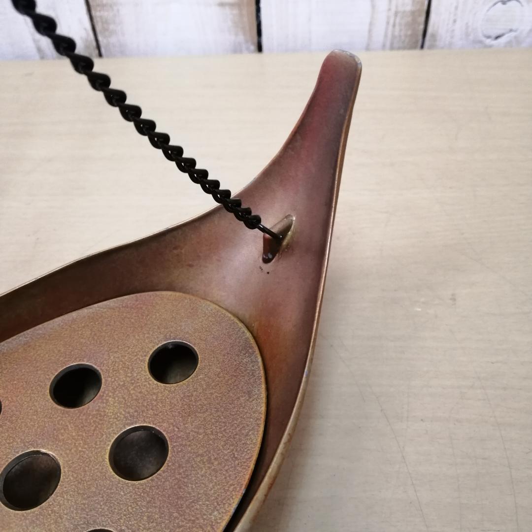 金谷浄雲 唐銅 吊船花入 共箱入り 華道具 茶道具 銅製 煎茶道具 花生け 花器