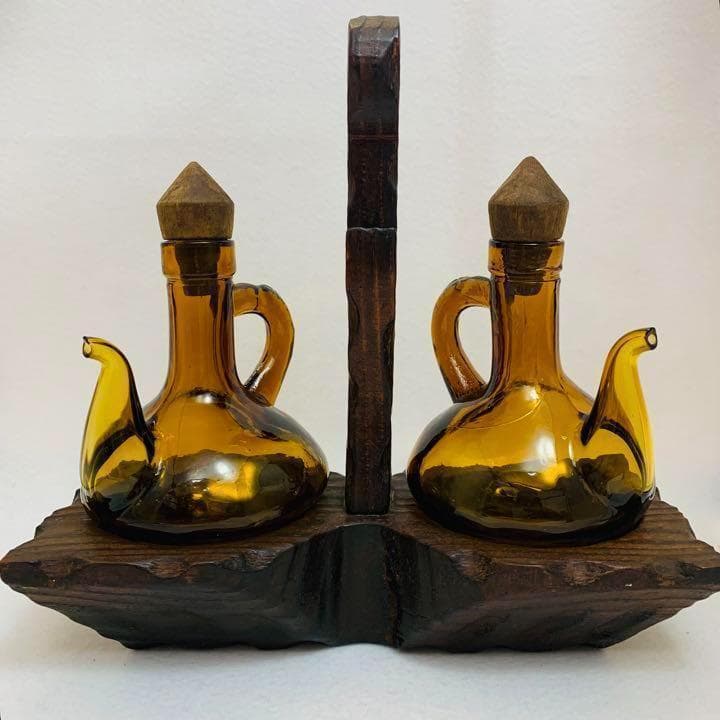 【匿名配送】スペイン製　アンティーク　オイル＆ビネガーボトルセット