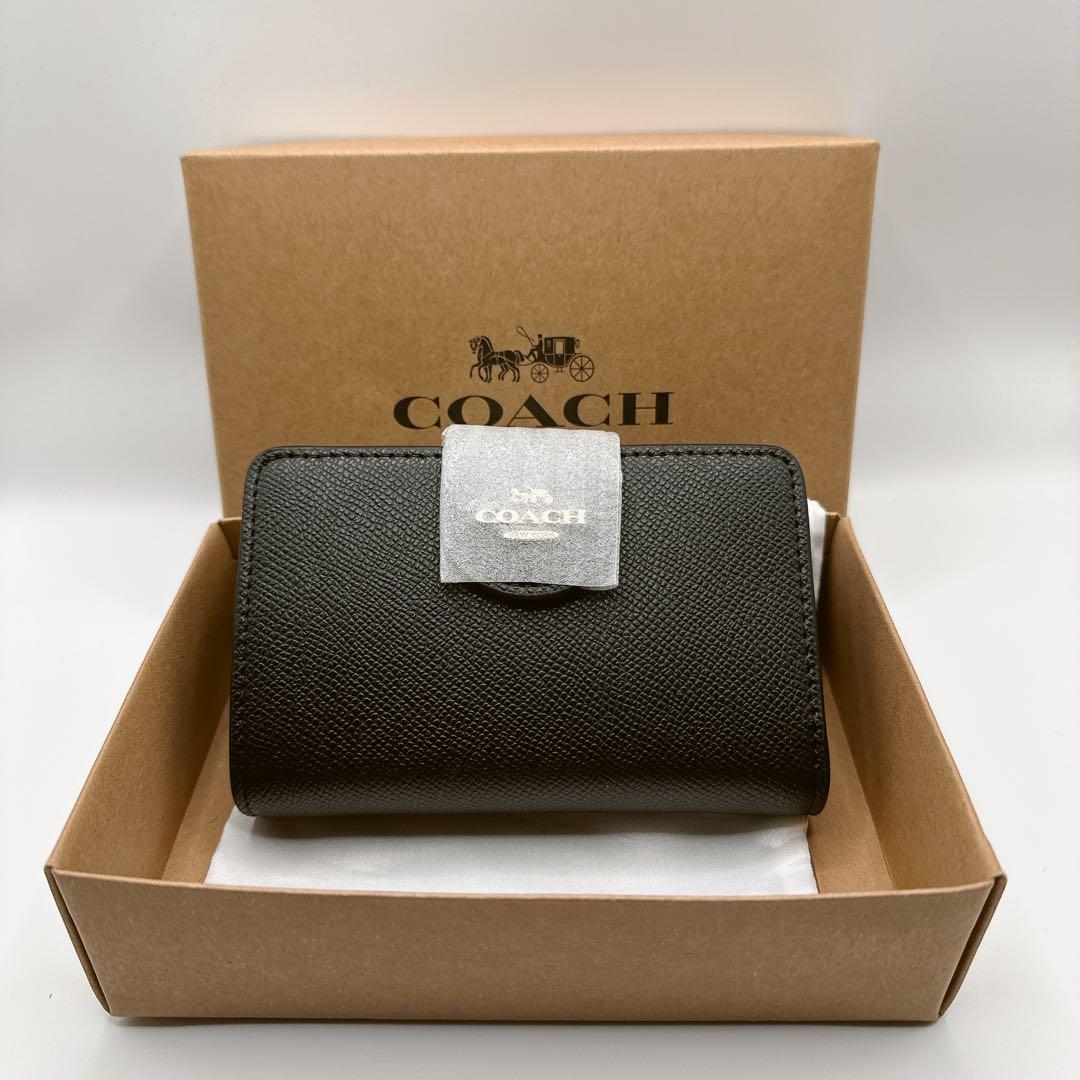 【COACH】二つ折り財布 ジョージア スモールウォレット ブラック 黒 金ロゴ