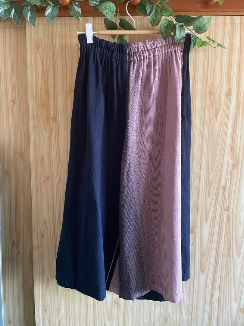 tamakiniime SEN ネイビーとピンクのバイカラーパンツ