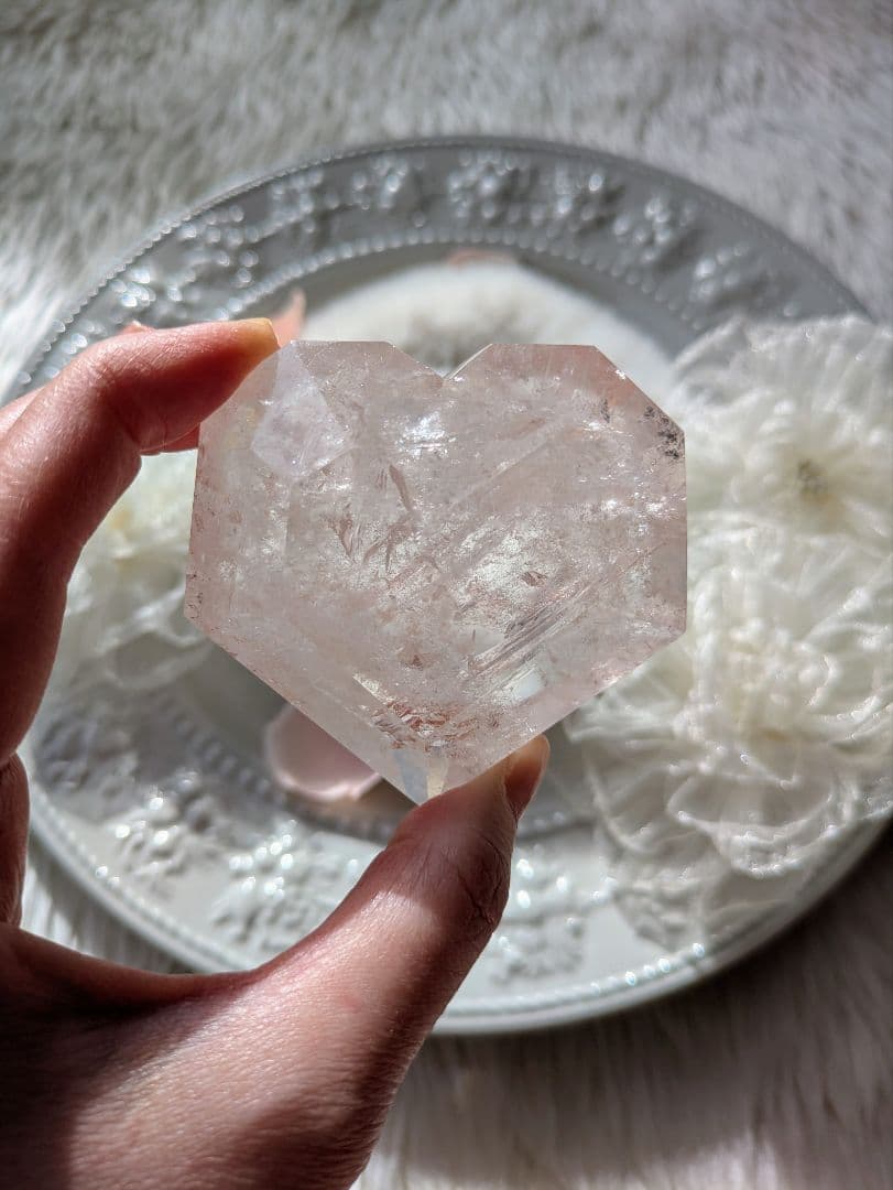 ② ♡ピンクアゼツライト（通称） ピンククリアクォーツ♡カクカクハート