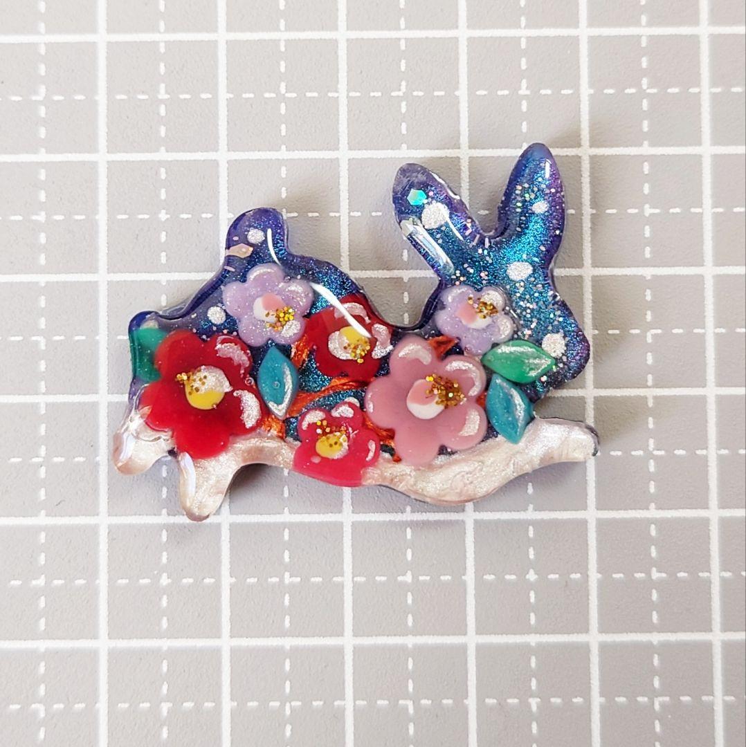 レジン　猫 　うさぎ　ヘアゴム　ブローチ　ポニーフック　No.468