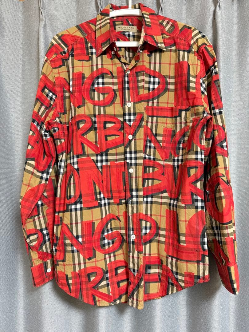 極美品 BURBERRY 総柄グラフィック プリント ノバチェック 長袖シャツ