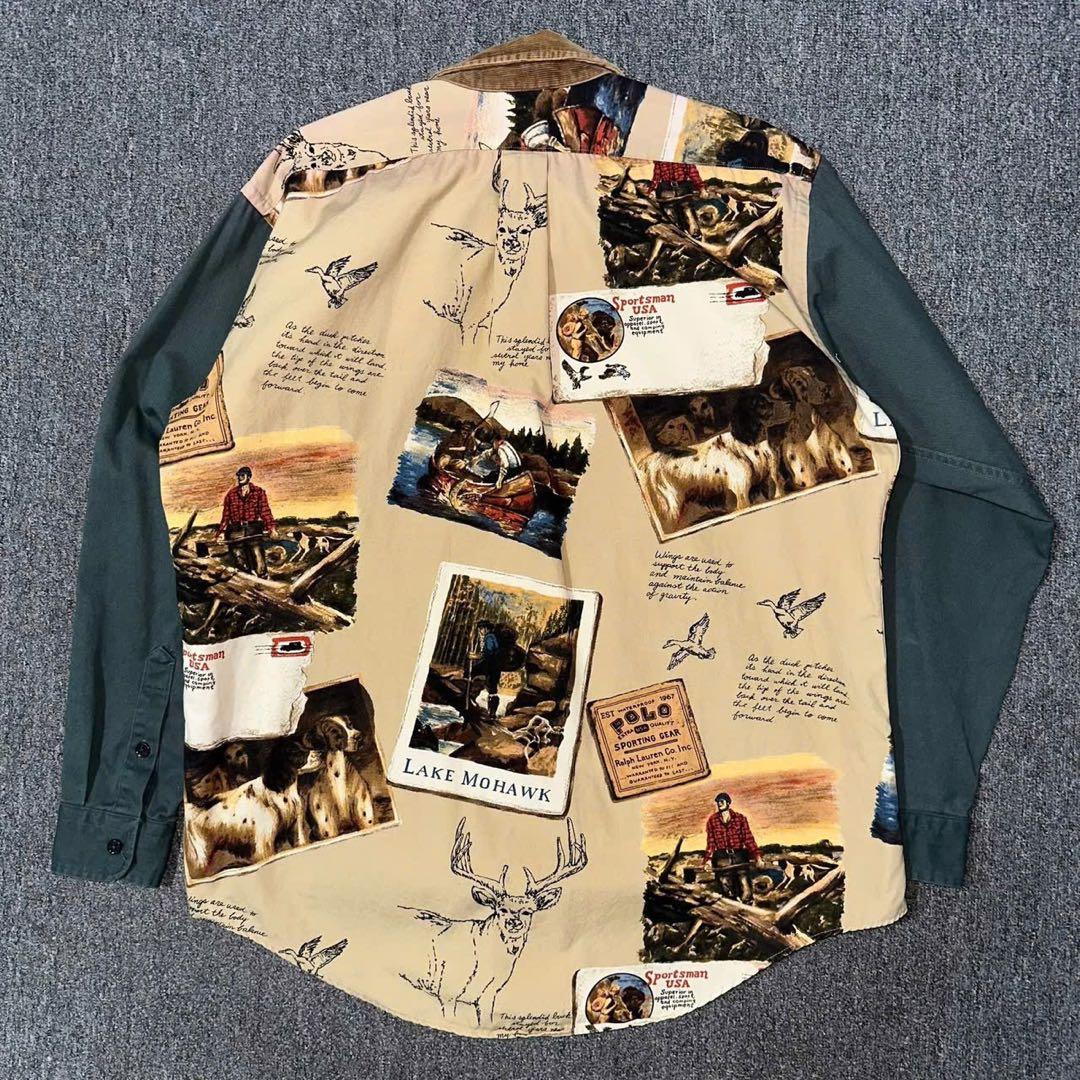 超激レア　緑タグ　80s アメリカ製　ラルフローレン　スポーツマン　長袖シャツ