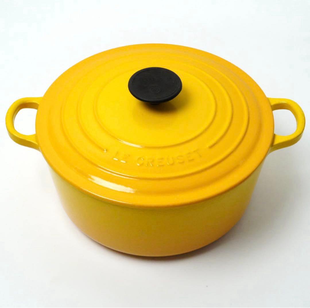 【美品】LE CREUSET　ココット ロンド ディジョンイエロー　24cm