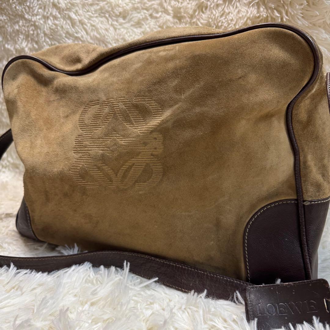 LOEWE ボストンバッグ　ショルダー　スエード　レザー　カラー(ブラウン)