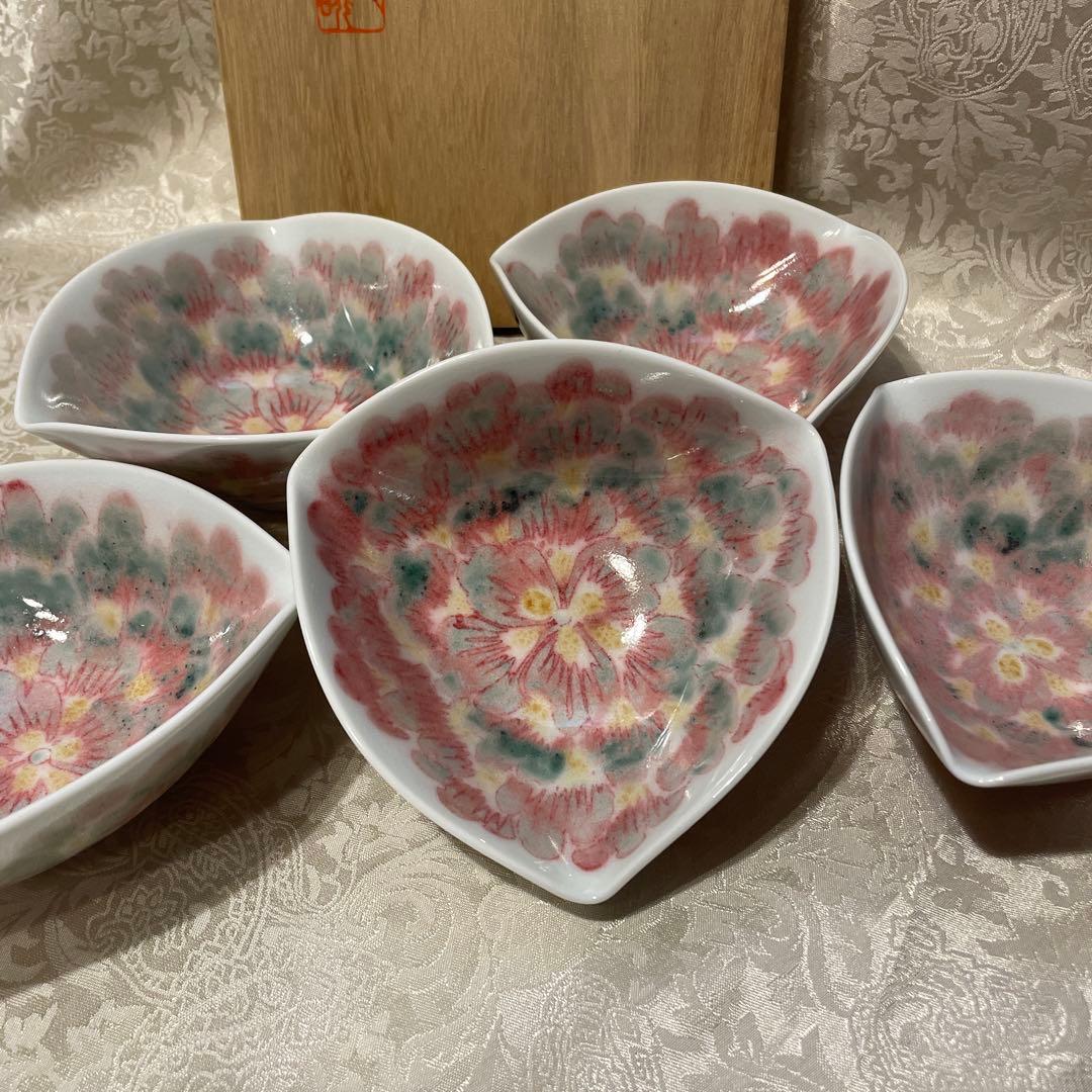 【一位窯】　田中一晃作　鉢　手描き　五客組　共箱