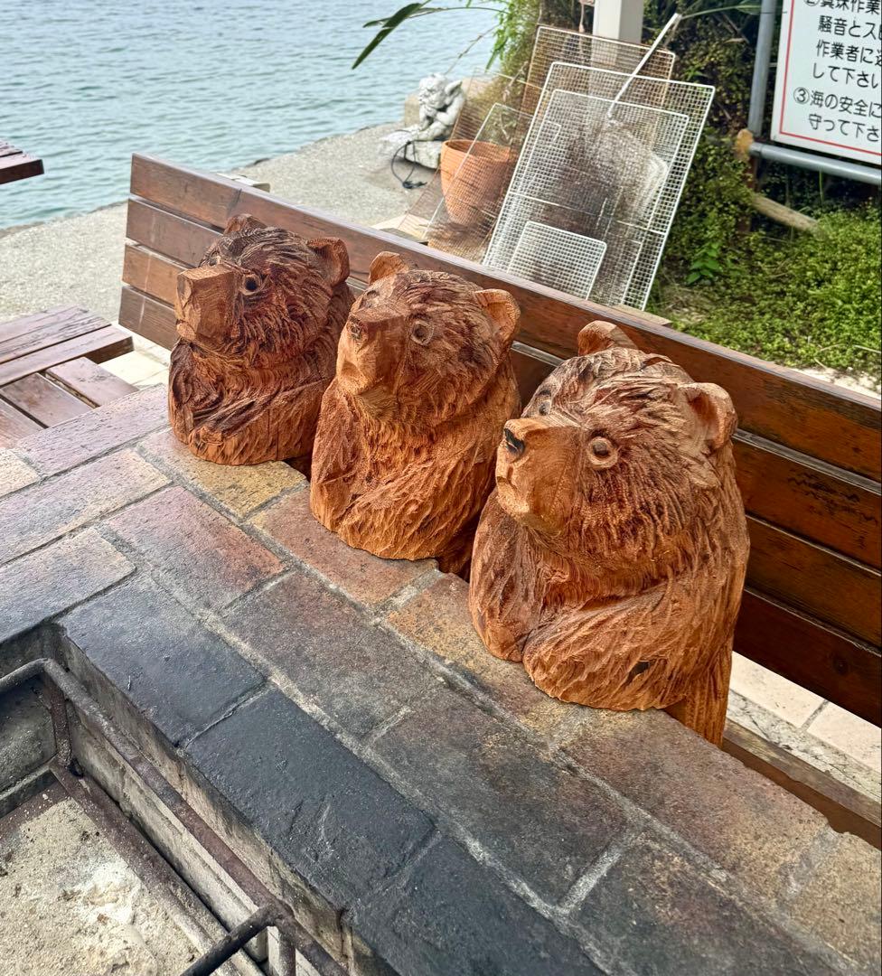 チェーンソーアート　熊　オブジェ　木彫　木工