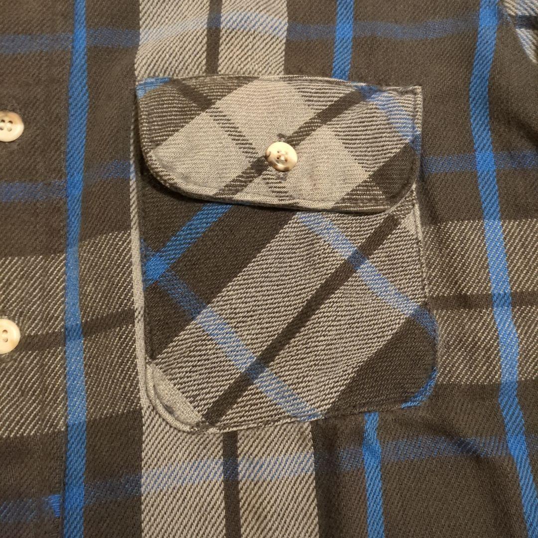 80s 超好配色 ファイブブラザーネルシャツ 黒×青×グレー アメリカ製