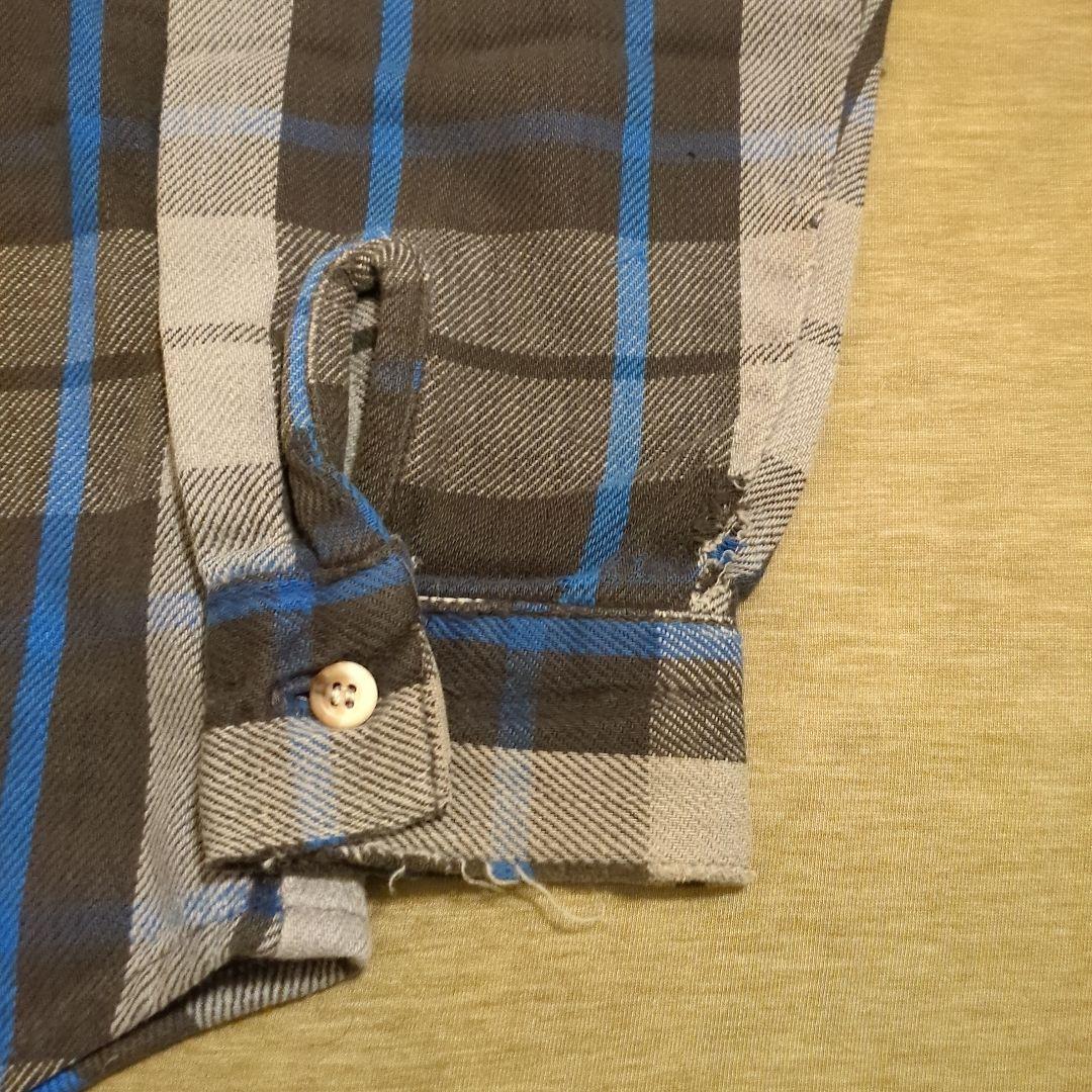 80s 超好配色 ファイブブラザーネルシャツ 黒×青×グレー アメリカ製