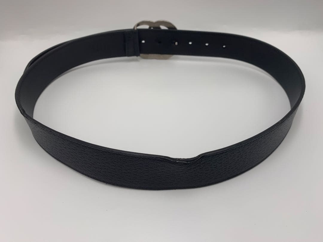 【美品】GUCCI グッチ　ダブルG ワイド ベルト ブラック　シルバー P55