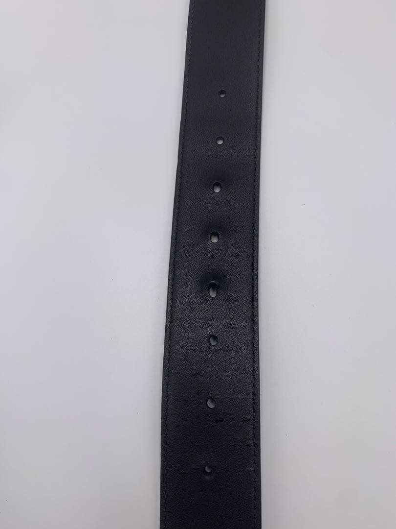 【美品】GUCCI グッチ　ダブルG ワイド ベルト ブラック　シルバー P55