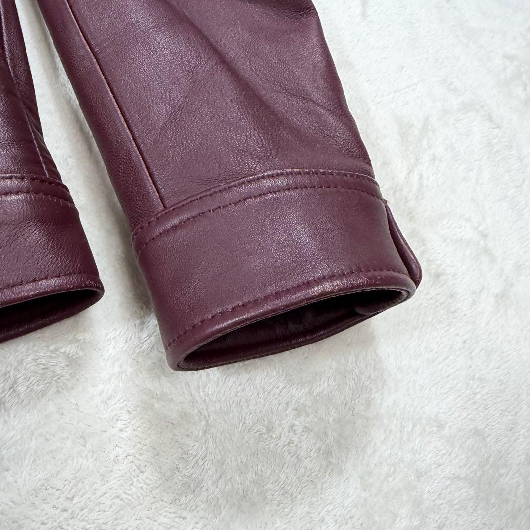 ラトルトラップ シープレザーシングルライダースジャケット 羊革 ボルドー L