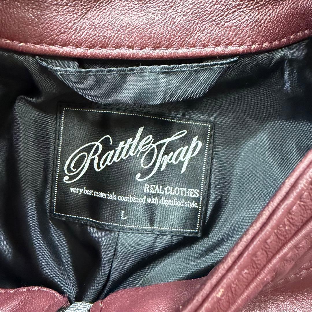 ラトルトラップ シープレザーシングルライダースジャケット 羊革 ボルドー L