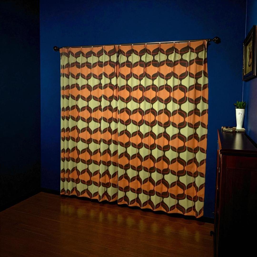 ミッドセンチュリー スペースエイジ カーテン クリスマスセール売り切り1万円