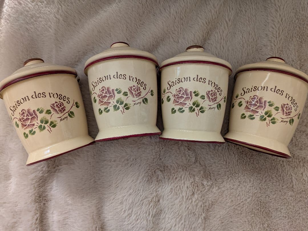 マニー　セゾンドローズ　ホーロー　キャニスター　4点セット