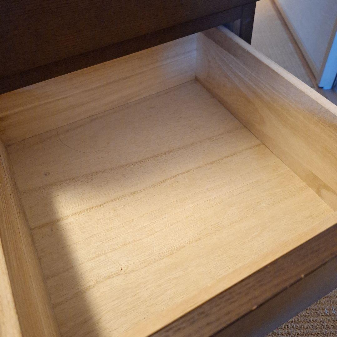 無印良品　タモ材　ダークブラウン 木製チェスト 4段