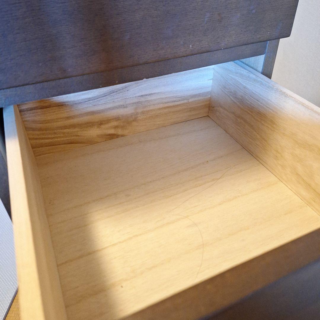 無印良品　タモ材　ダークブラウン 木製チェスト 4段
