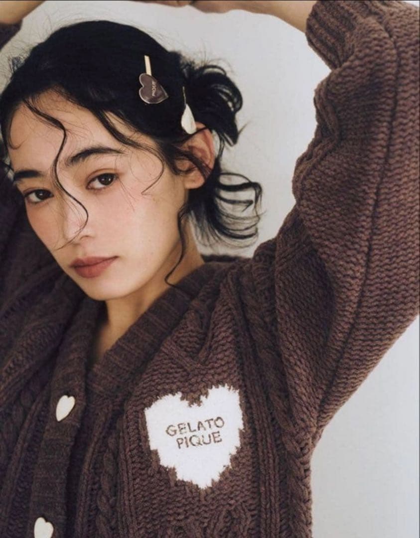 ジェラートピケ ハートアランカーディガン