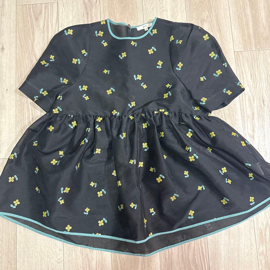 yori フラワー刺繍 パフスリーブブラウス 36サイズ