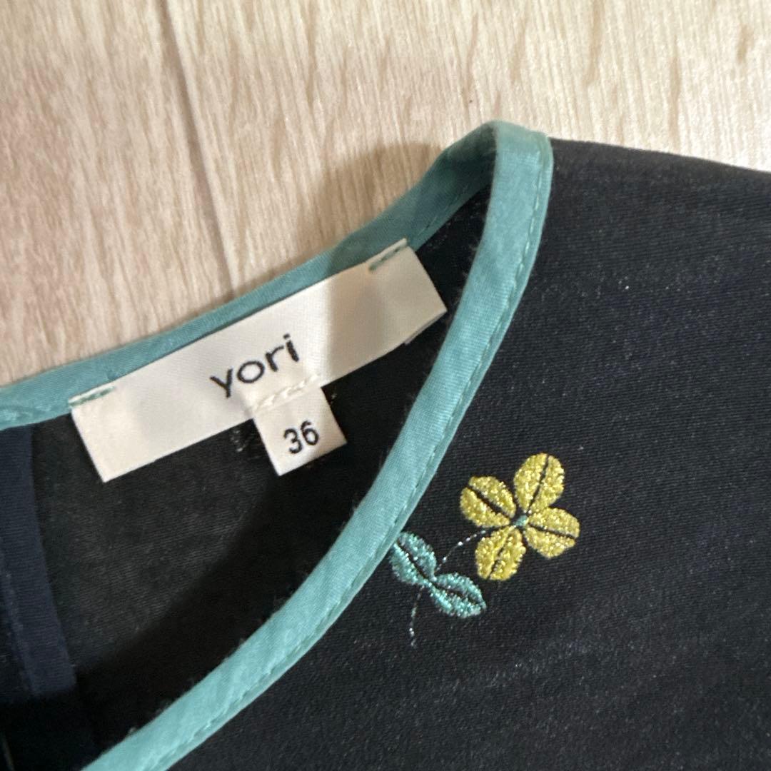 yori フラワー刺繍 パフスリーブブラウス 36サイズ