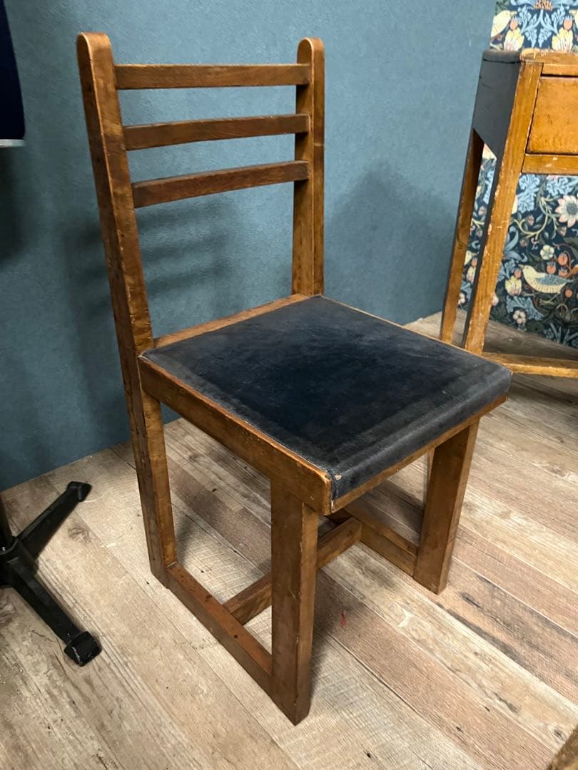 片袖机 デスク 椅子 セット 小ぶり 勉強机 昭和レトロ 当時物 インテリア