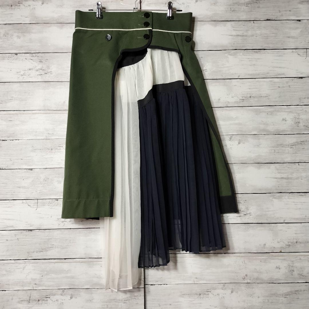sacai サカイ プリーツスカート ドッキング レイヤード コットンシルク