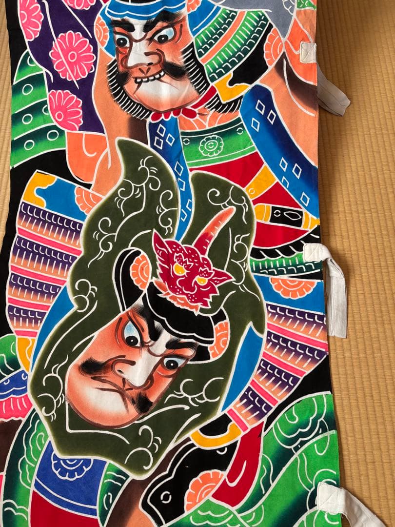 のぼり旗　５人武者　当時物　 71✖️750 1－5