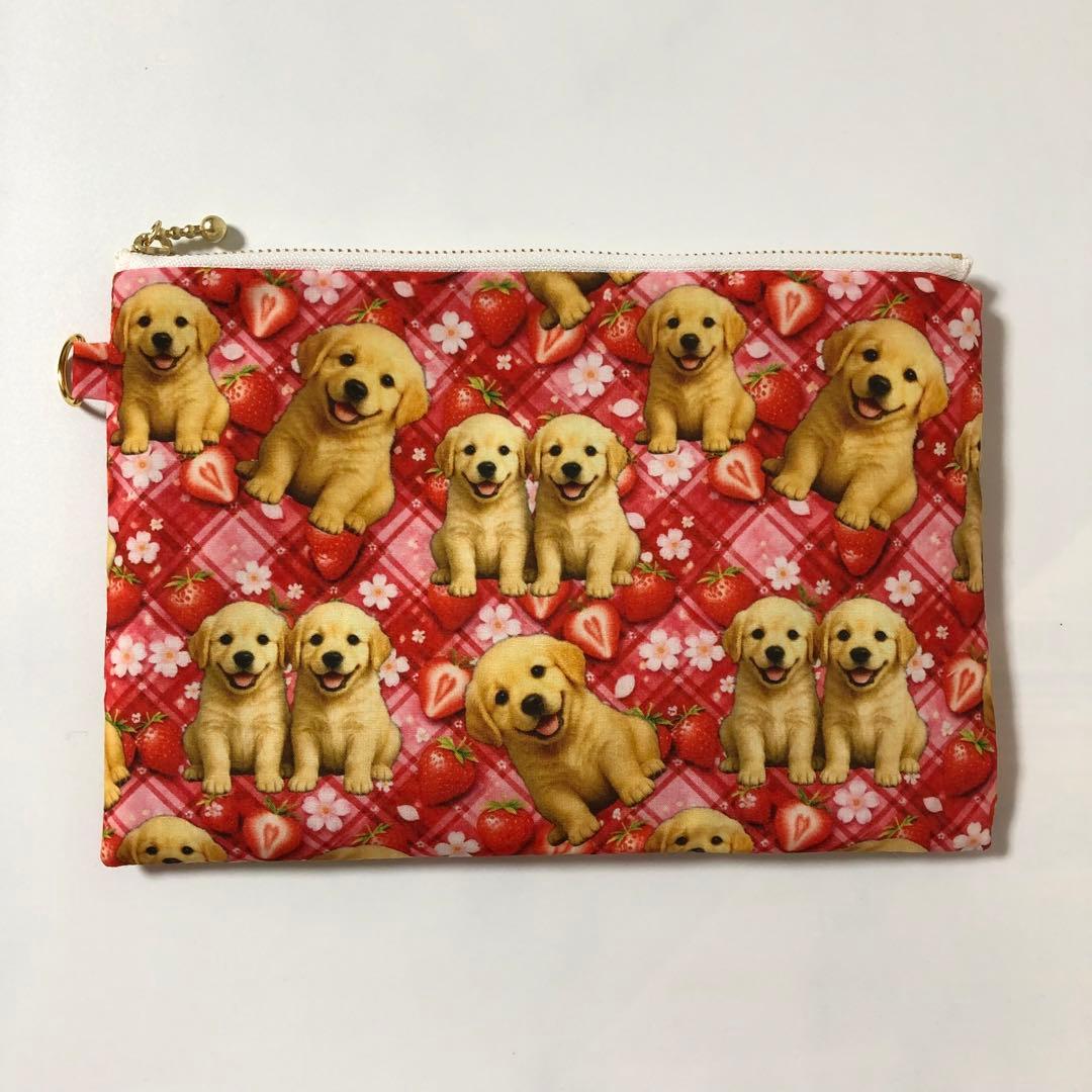 ゴールデンレトリバー　フラットポーチ　 20センチファスナー