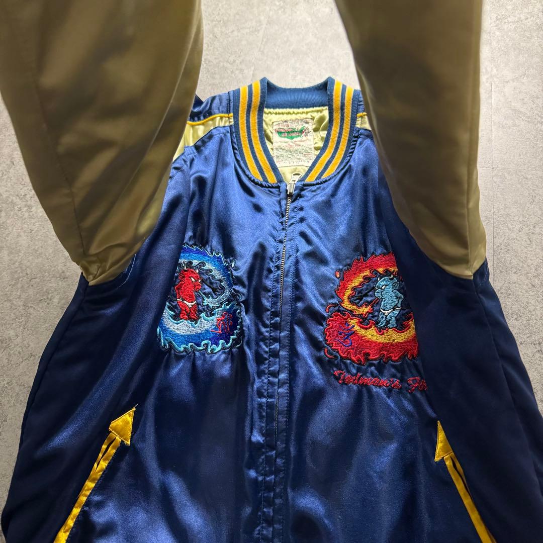 【極絶品】テッドマン　L スカジャン　サテン　ワッペン　バックロゴ　短丈　Y2K