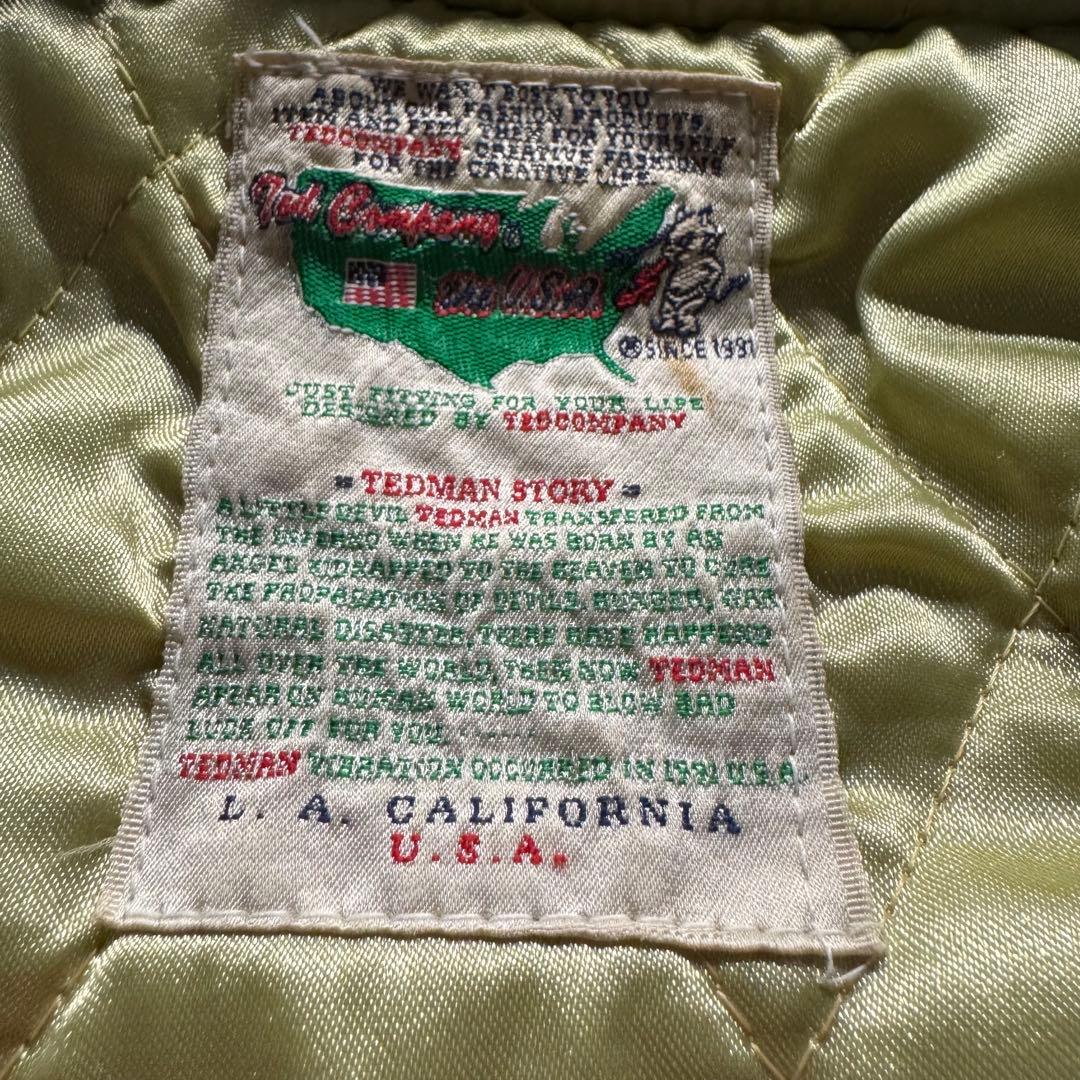 【極絶品】テッドマン　L スカジャン　サテン　ワッペン　バックロゴ　短丈　Y2K