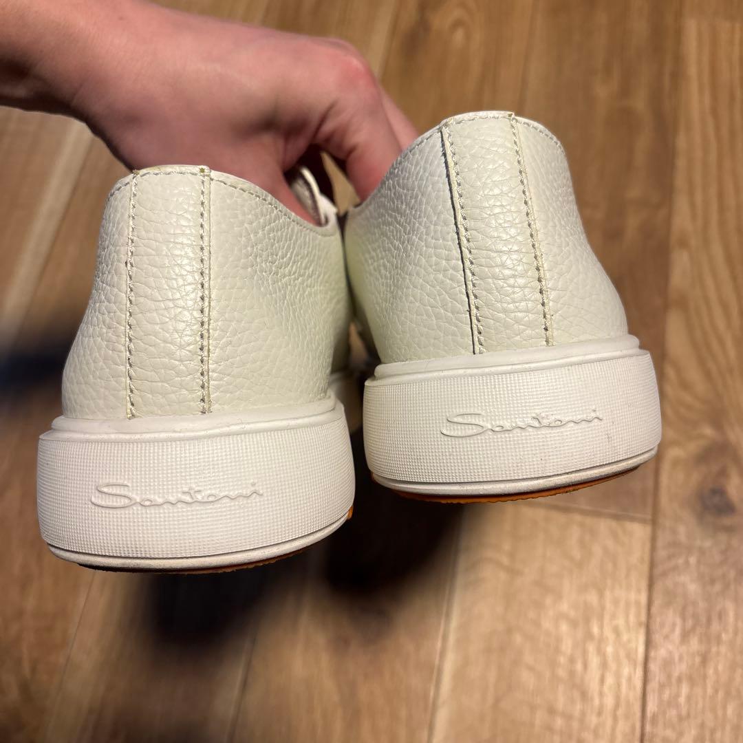 【ほぼ未使用】サントーニ　Santoni レザー　スニーカー　白　UK8 US9