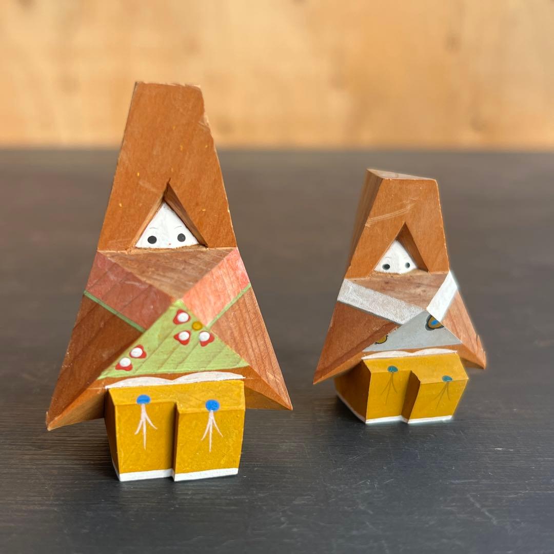 木彫りゆきんこ 芳雲作 民藝 雪人形 ござぼうし 郷土玩具 農民美術 一刀彫