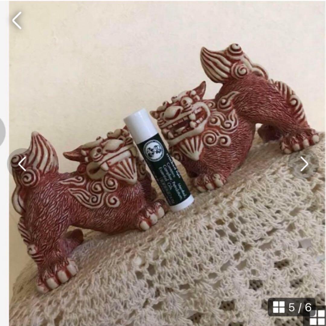 ★美品★ 家の守り神♪ 魔除け＊小振りな【沖縄の琉球焼シーサー】ペア　置物★