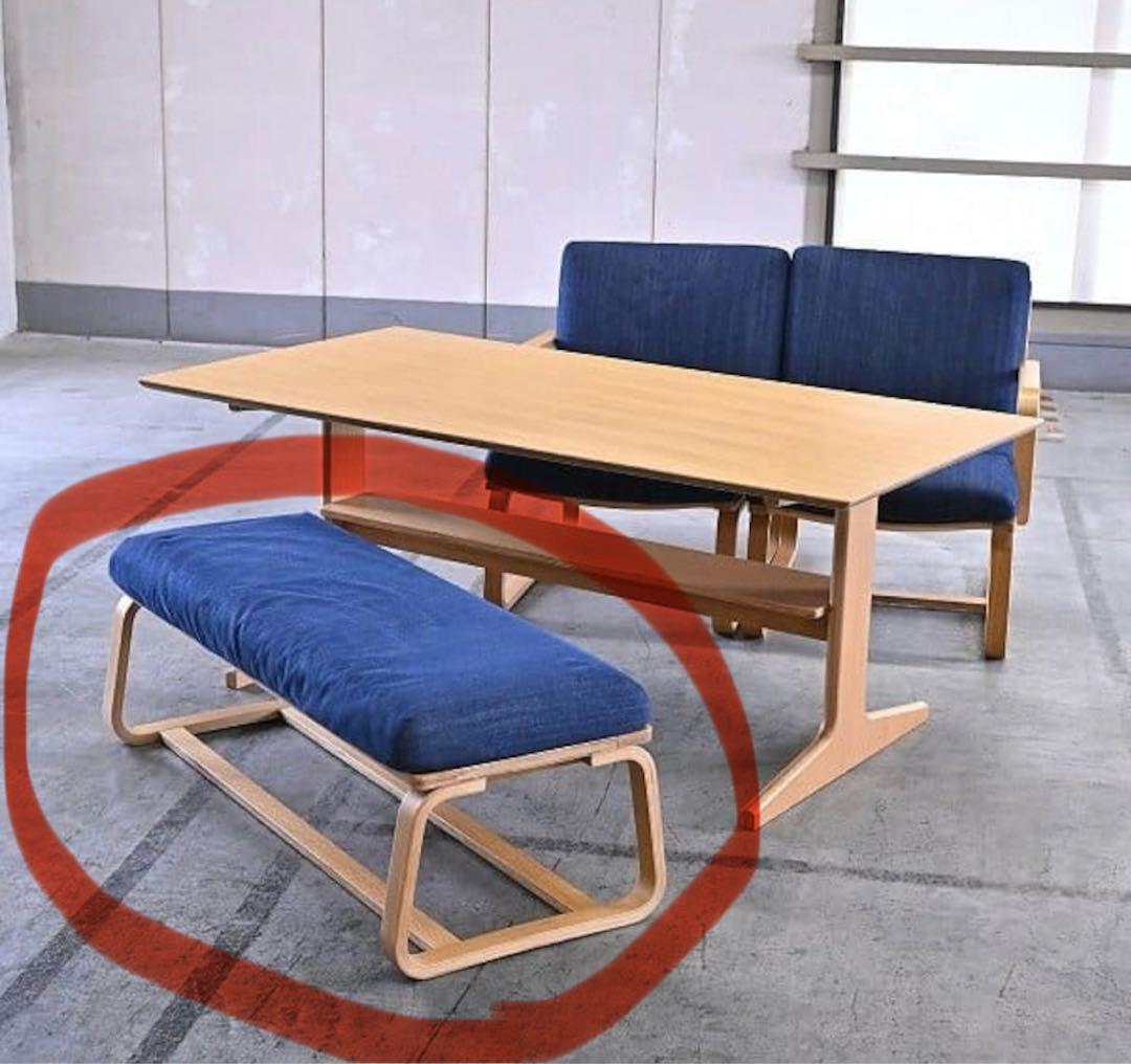 ネイビー布張りベンチ