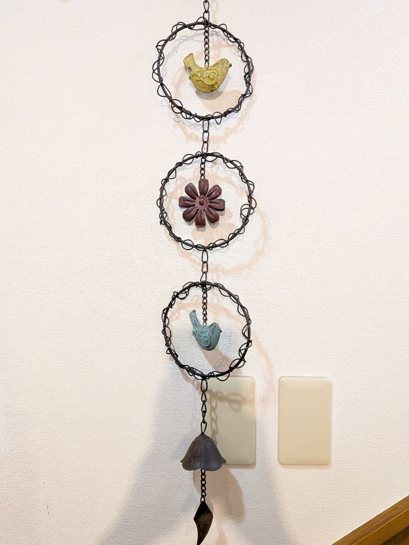 アイアンワイヤー　リングベル タオルハンガー　鳥のモビール　3点セット