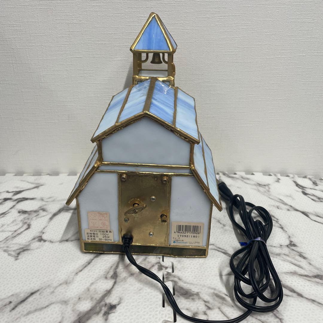 3段階タッチセンサー　オルゴール付き 教会型　ステンドグラス　アンティーク