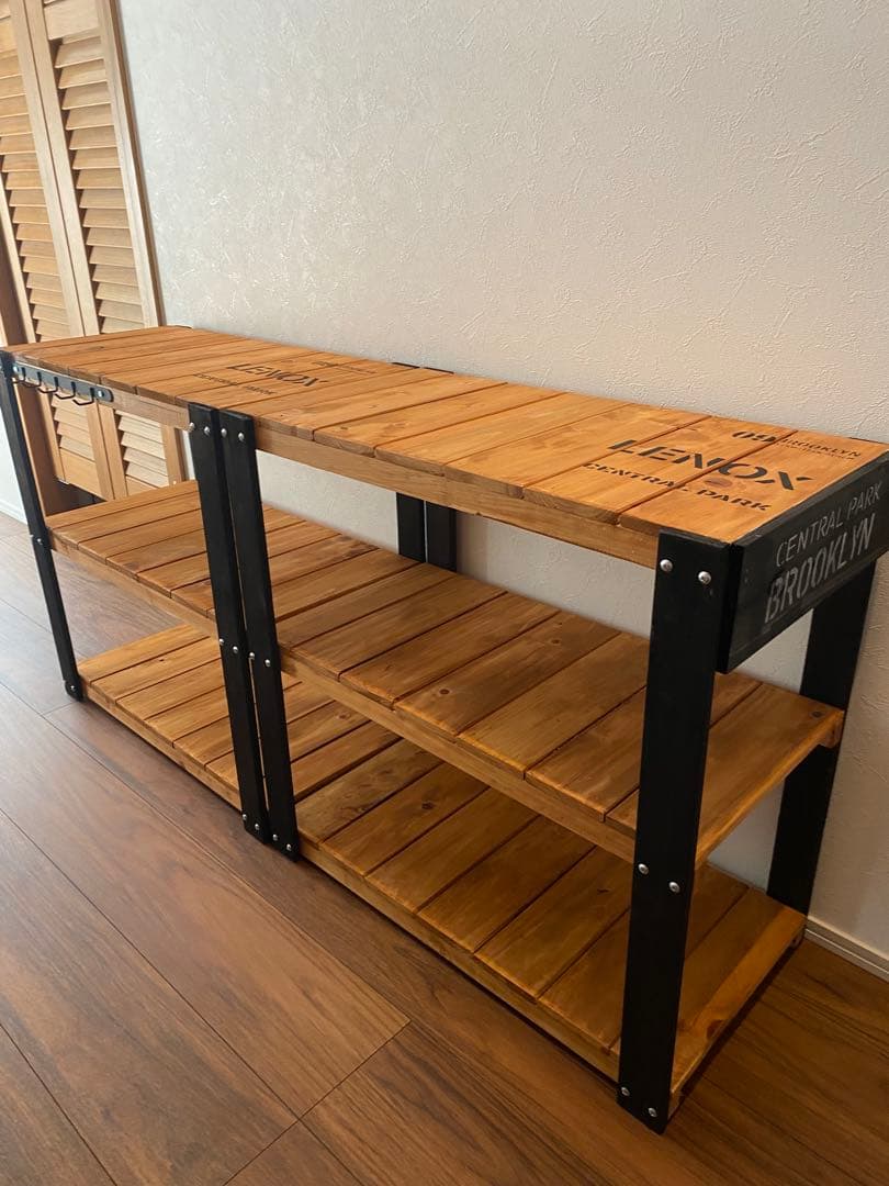 アイアン風　3段ラック　アメリカン　飾り棚