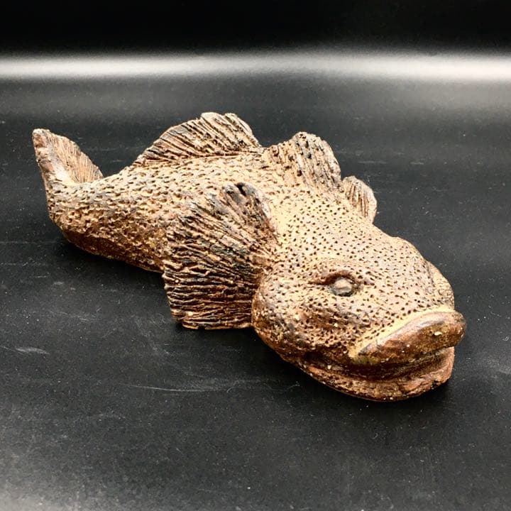 女流陶芸家　永見陶節　魚の陶芸品　ハゼ　カジカ　オコゼ 置物 工芸品　管mpr上