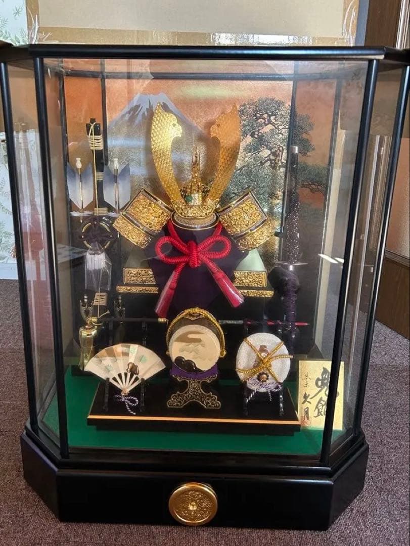 久月　五月人形 兜飾 ガラスケース付き