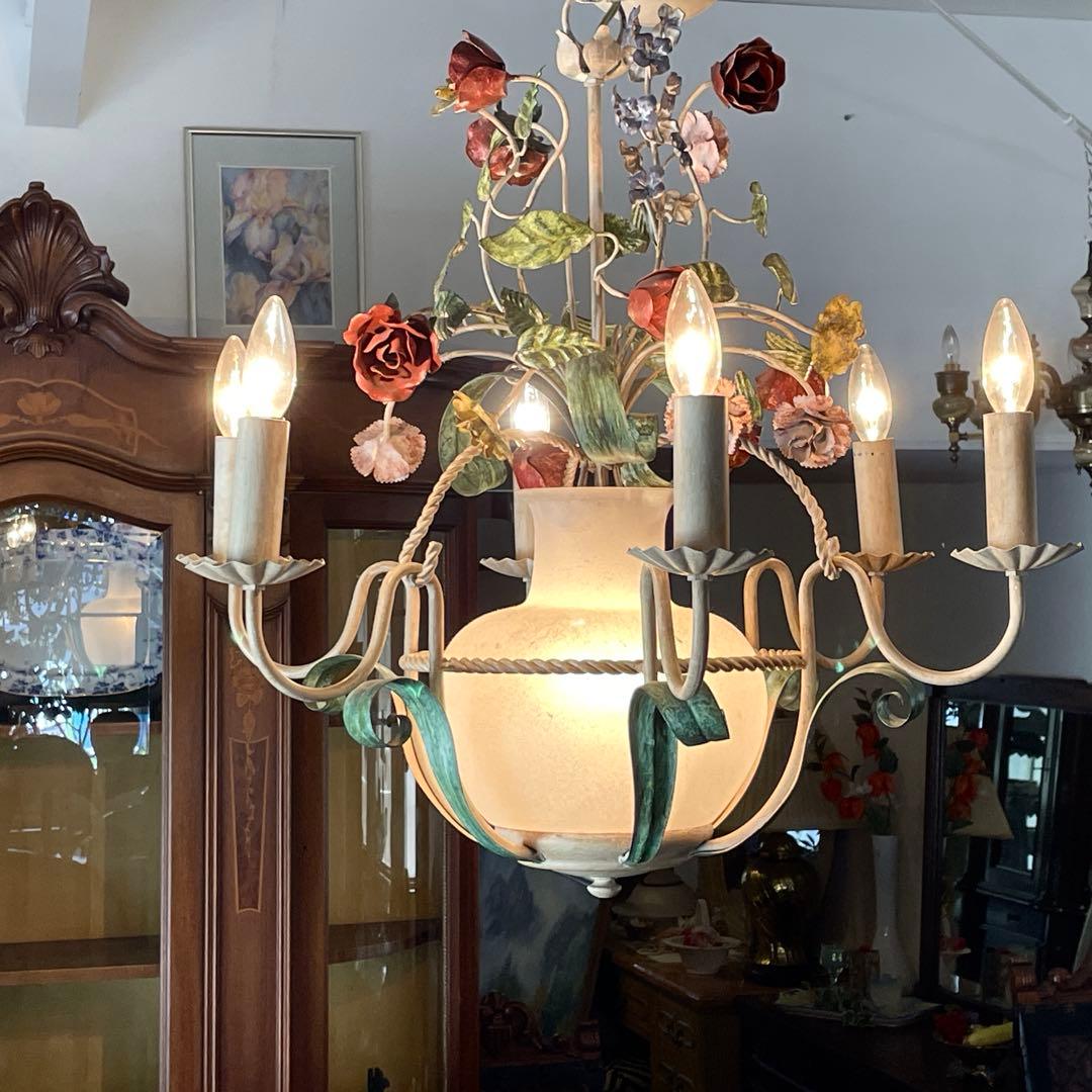 r193 イタリア製 優雅な時間を紡ぐ フローラルシャンデリア