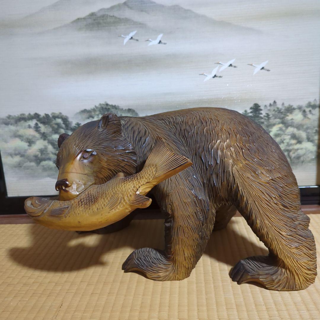 木製 北海道熊の置物 約49cm x 26cm x 28cm