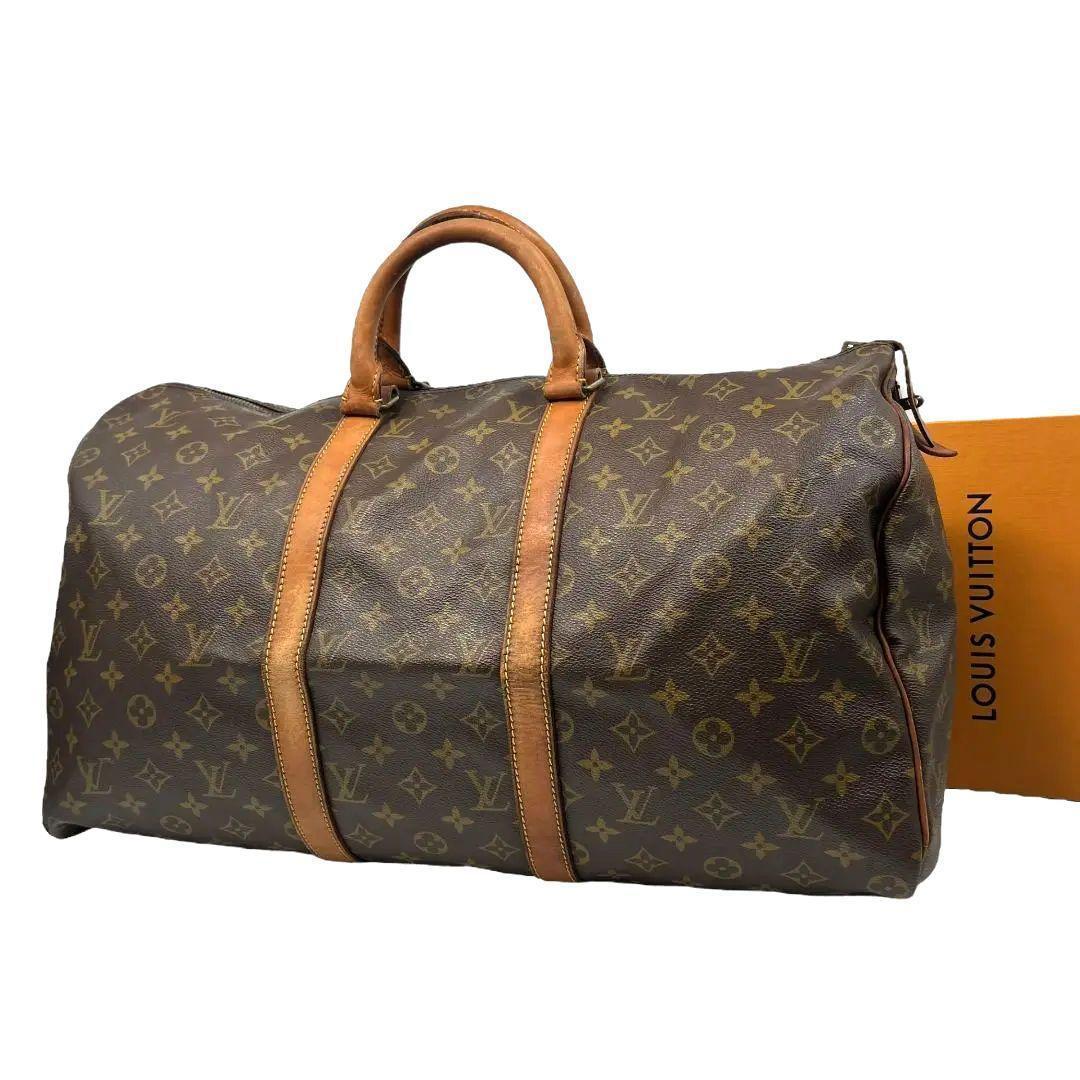 【鑑定済】ルイヴィトン　キーポル50　モノグラム　ボストンバッグ　ブラウン　茶