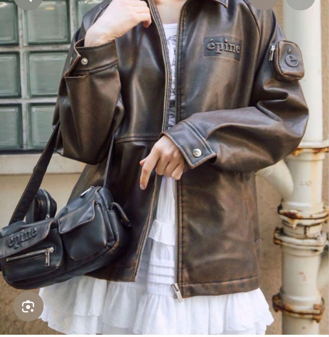 épine leather jacket brown