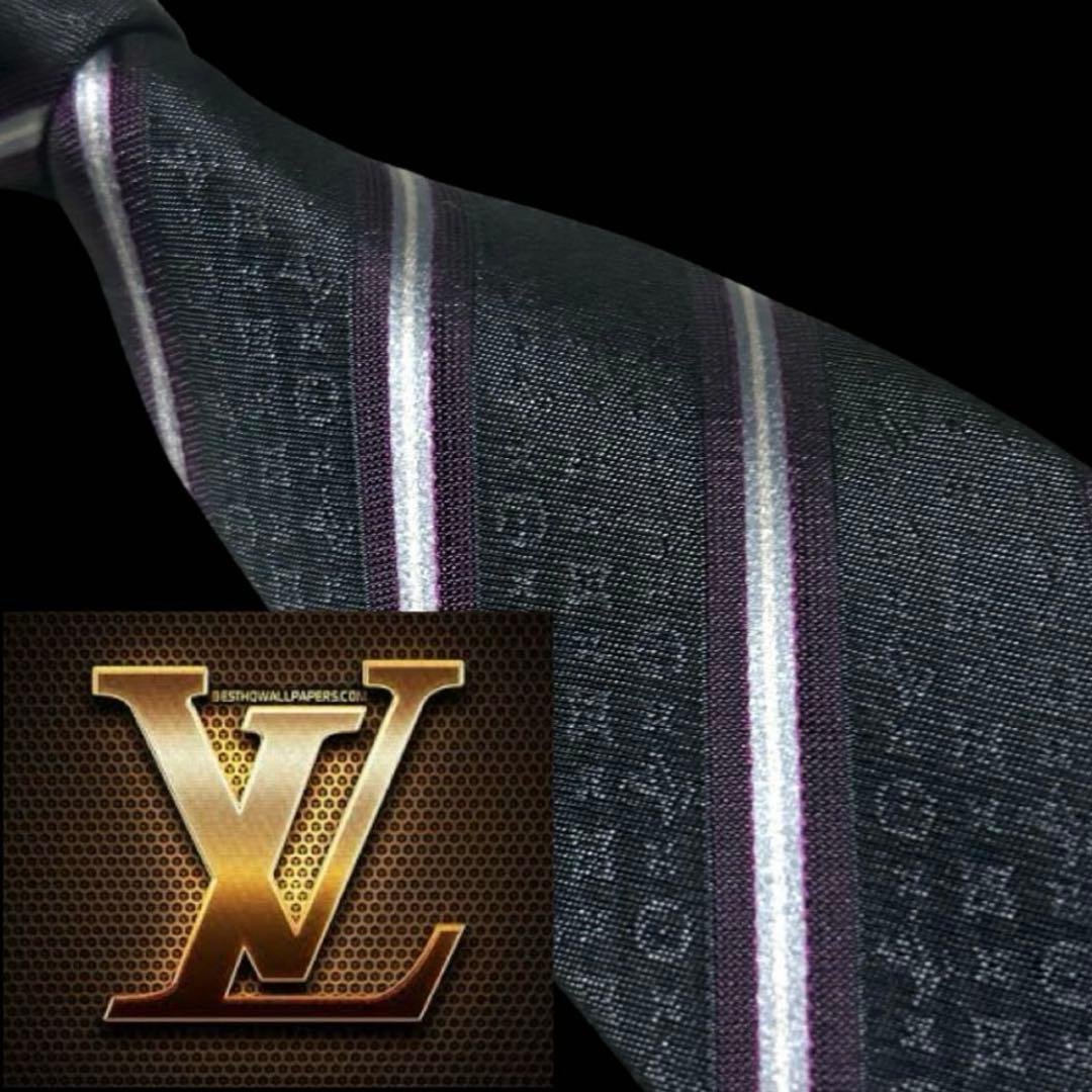 未使用級　世界最高峰ルイヴィトン モノグラム　ストライプ　ネクタイ