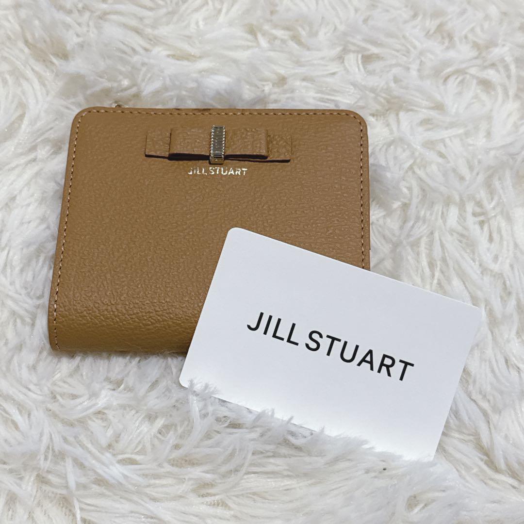 ジルスチュアート L字ファスナー 折り財布　本革　キャメル
