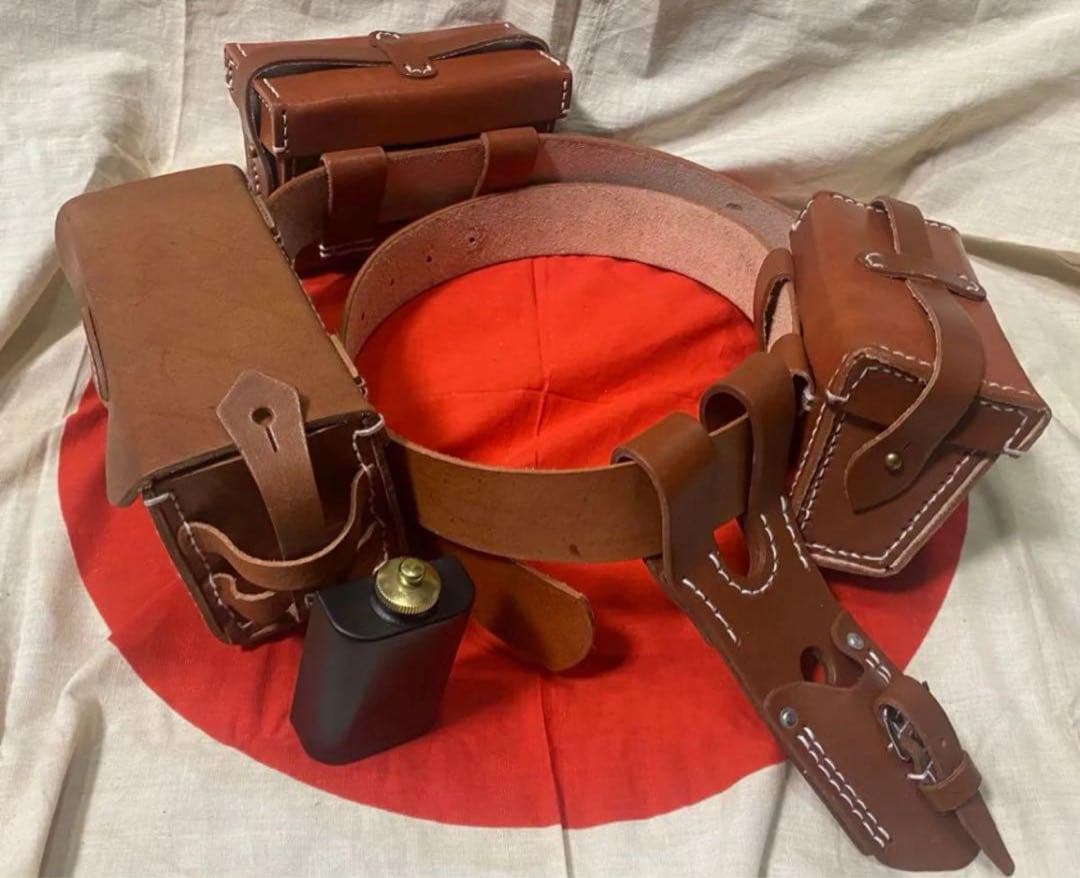 オイル缶付 日本軍弾薬盒,剣刺,帯革★兵士個人装備セット（B級品、複製品）